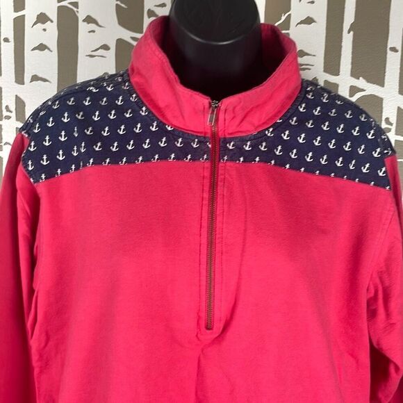 Simply Southern Anchor Print Zip Neck Sweatshirt L - Picture 4 of 9